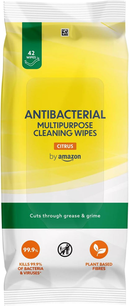 By Amazon Antibacterial Multipurpose Cleaning Wipes Citrus, 252 Wipes 42 Count (Pack of 6)