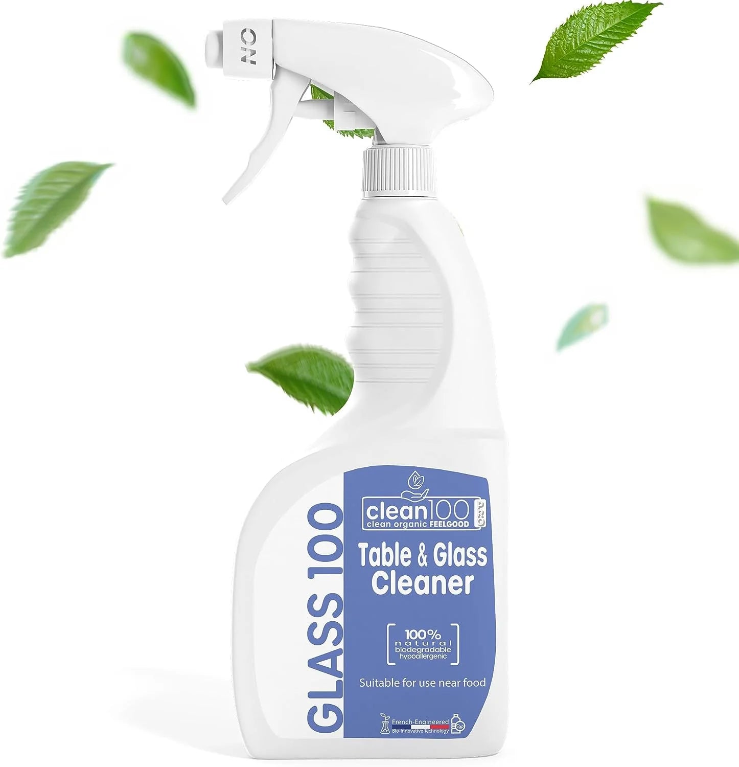 Clean 100 Table & Glass Cleaner Spray Unscented 100% Natural Cleaner for Shower Mirror, 750 Ml