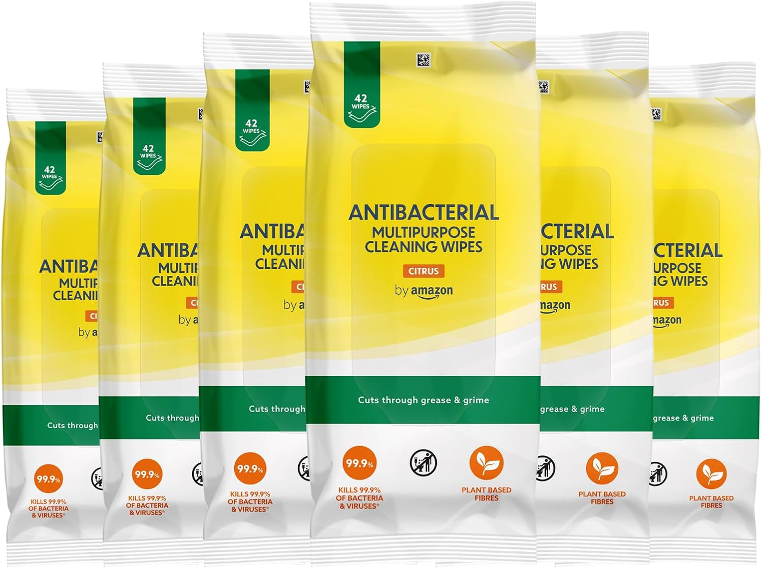 By Amazon Antibacterial Multipurpose Cleaning Wipes Citrus, 252 Wipes 42 Count (Pack of 6)