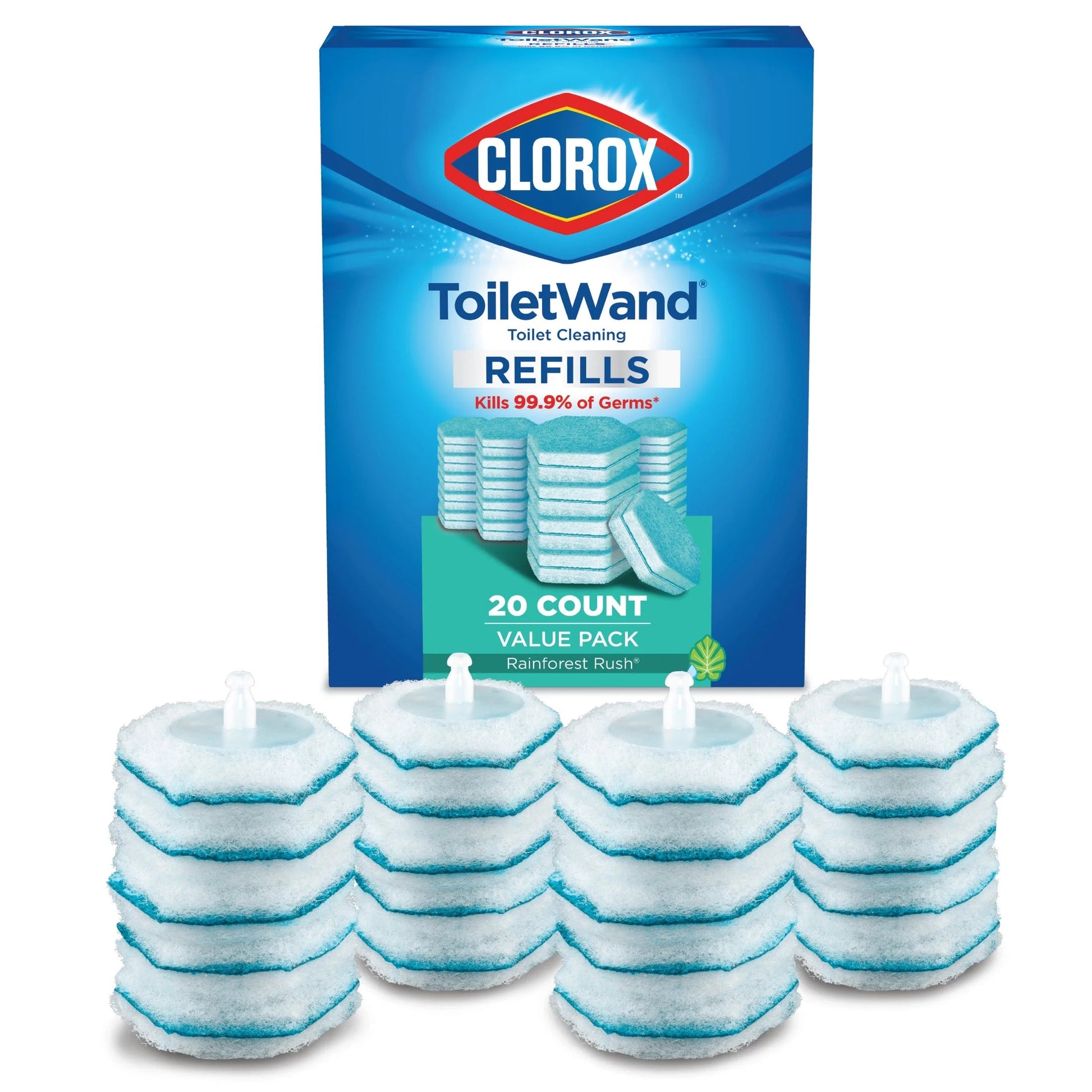 Clorox Toiletwand Disinfecting Refills, Disposable Wand Heads - Rainforest Rush - 20 Ct