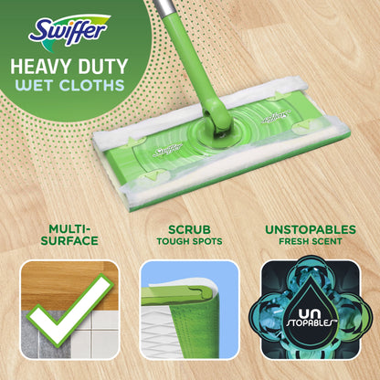 Swiffer Sweeper Heavy Duty Wet Multi-Surface Cloth Refills, Floor Cleaner and Floor Mop, Unstopables Fresh Scent, 20 Count