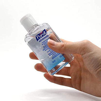 PURELL ADVANCED HAND SANITISER GEL 100Ml X 6 Pack. Flip Top Bottle, with 2 X PURELL PERSONAL Gear Retractable Clip