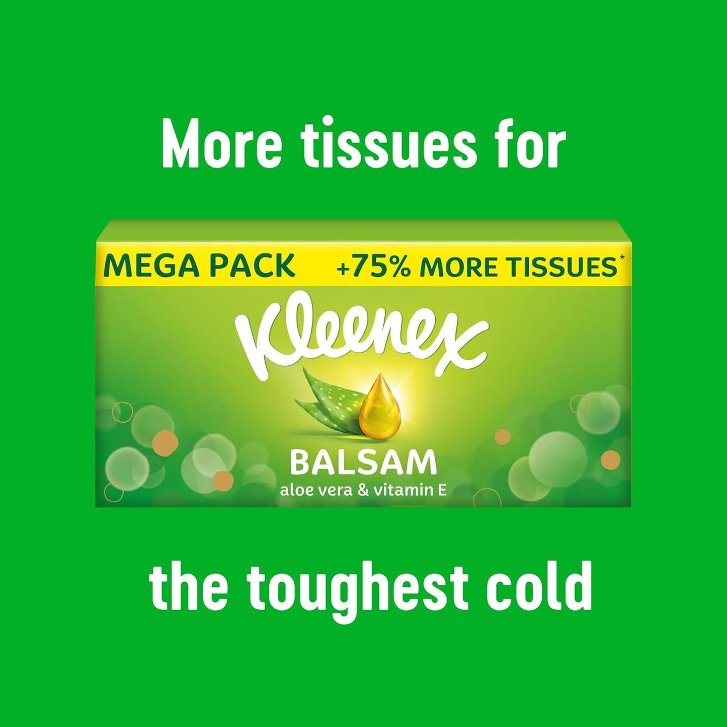 Kleenex Balsam Facial Tissues - Pack of 12 Tissue Boxes - Balm Tissues Protect and Soothe Your Nose When You'Ve Got a Cold - Balmcare with Aloe Vera, Vitamin E and Calendula