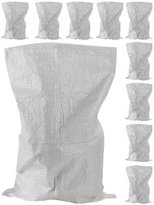 A&A SUPPLIES UK - 10 X Strong Woven Rubble Builder White Rubbish Bags 50 X 80 CM Sacks - Builders Garden Waste Bag - Heavy Duty Polypropylene PP DIY White Jumbo Sack 20 X 30 Inches (10)