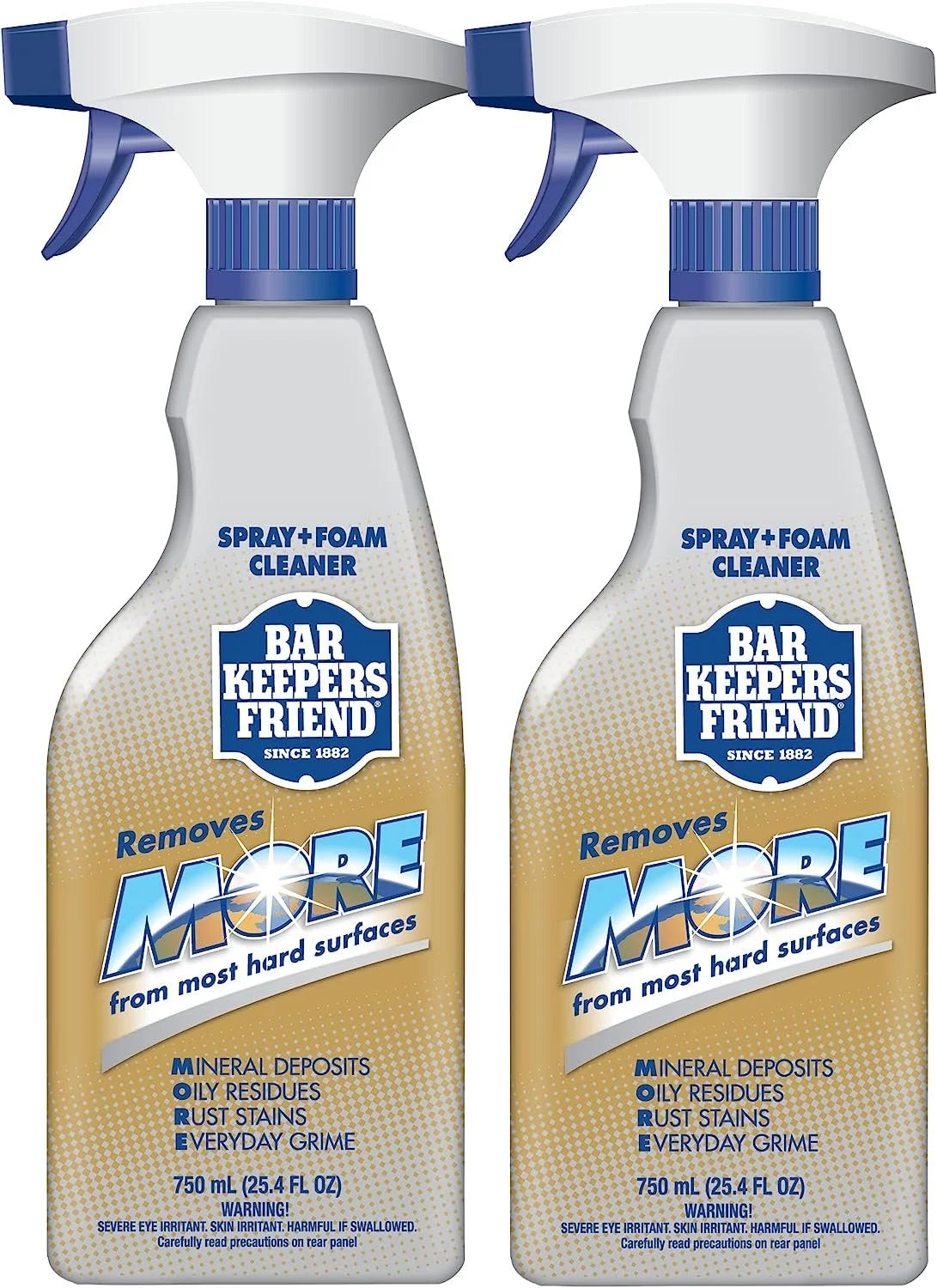 Bar Keepers Friend MORE Spray + Foam 25.4 Oz Multipurpose Spray Cleanser and Rust Stain Remover for Use on Countertops, Sinks, Bathtubs, Showers, Fixtures, Tile, and More 4