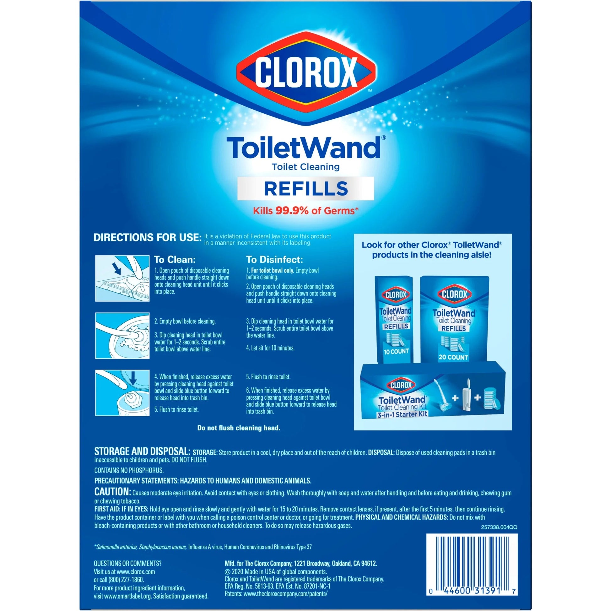 Clorox Toiletwand Disinfecting Refills, Disposable Wand Heads - Rainforest Rush - 20 Ct