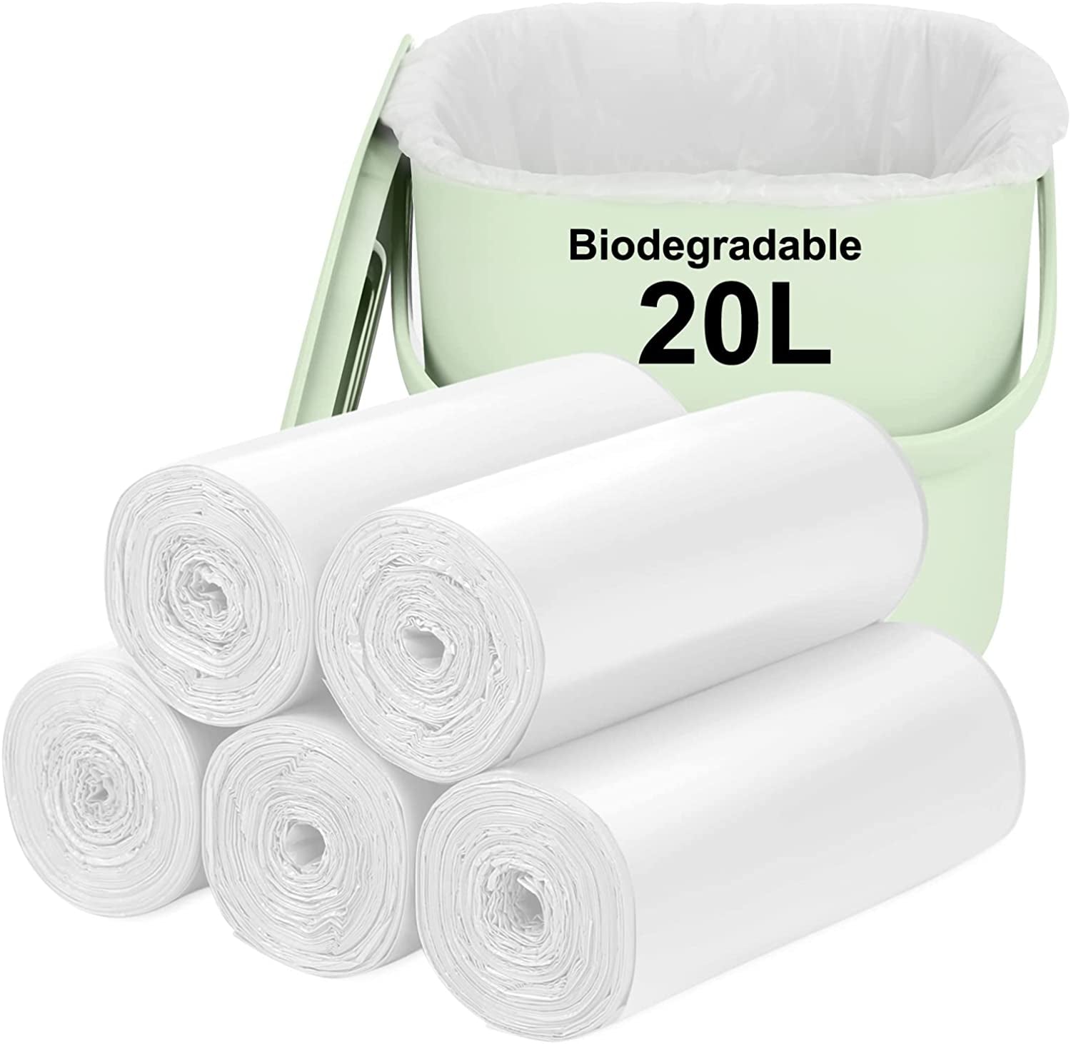 Biodegradable Trash Bags 120PCS, Aievrgad 5L/1.2Gallon Small Garbage Bags/For Countertop Bin. Bin Liner/Trash/Rubbish Bags, 100% Recycled,Tough, Degradable, Compost Bags for Food/Household-Black