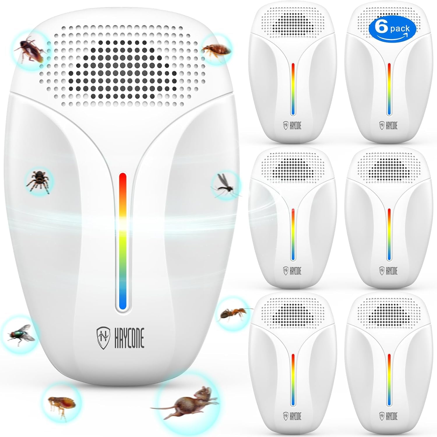 2025 Upgraded Version Ultrasonic Pest & Insect Repeller, Ultrasonic Repellent for Roach, Rodent, Mouse, Bugs, Mosquito, Mice, Spider, Ant,Electronic Plug in Pest Control,3 Mode Switching,6 Packs