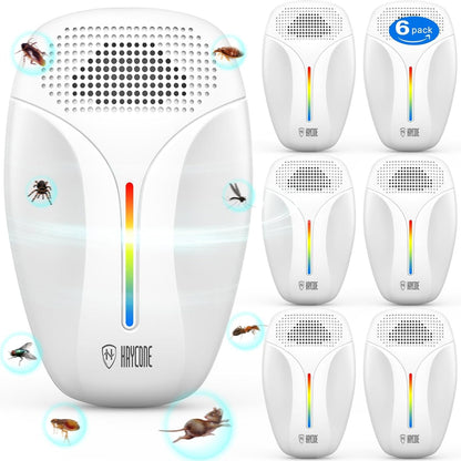 2025 Upgraded Version Ultrasonic Pest & Insect Repeller, Ultrasonic Repellent for Roach, Rodent, Mouse, Bugs, Mosquito, Mice, Spider, Ant,Electronic Plug in Pest Control,3 Mode Switching,6 Packs