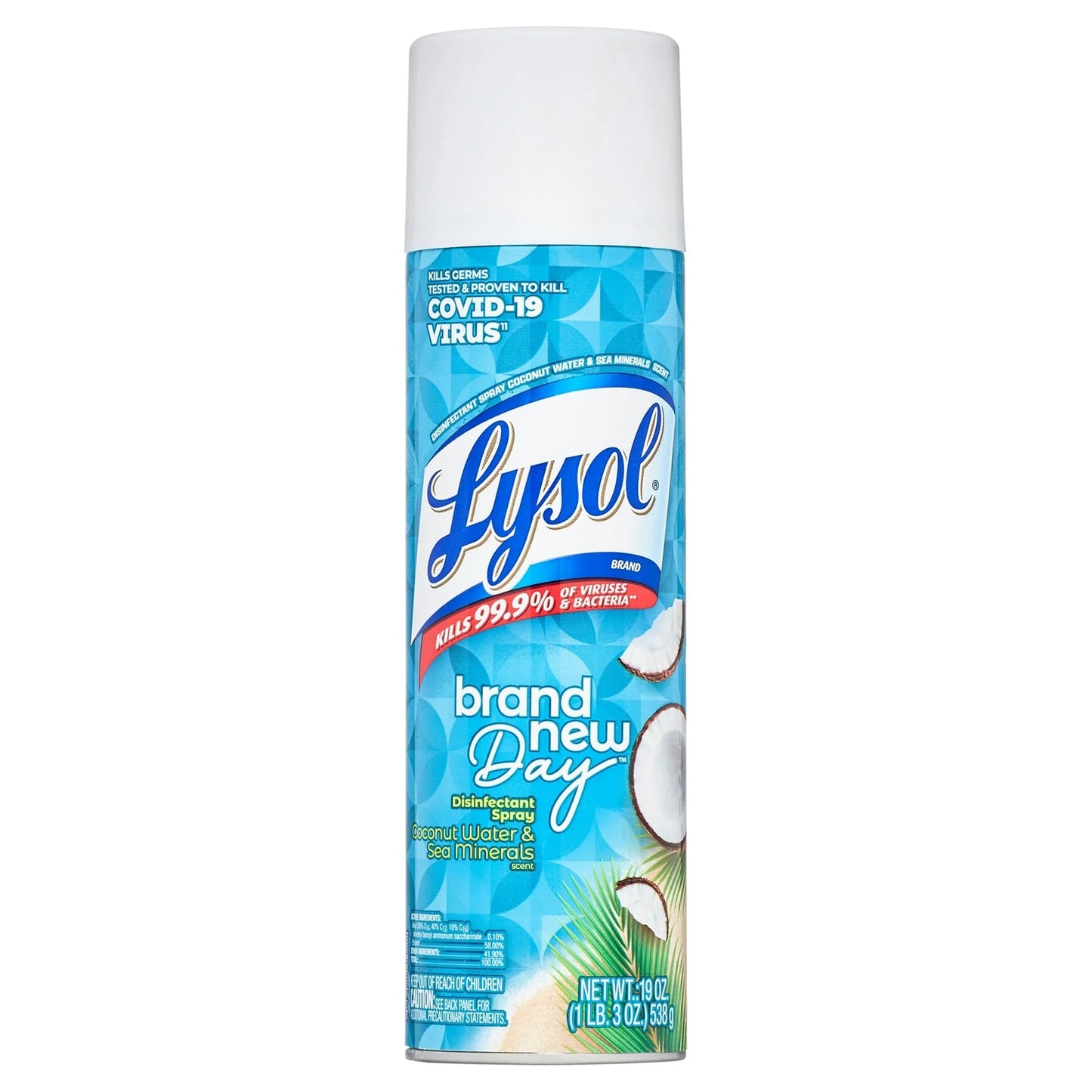 Lysol Disinfectant Spray, Sanitizing and Antibacterial Spray, for Disinfecting and Deodorizing, Brand New Day Coconut Water & Sea Minerals, 19 Fl. Oz