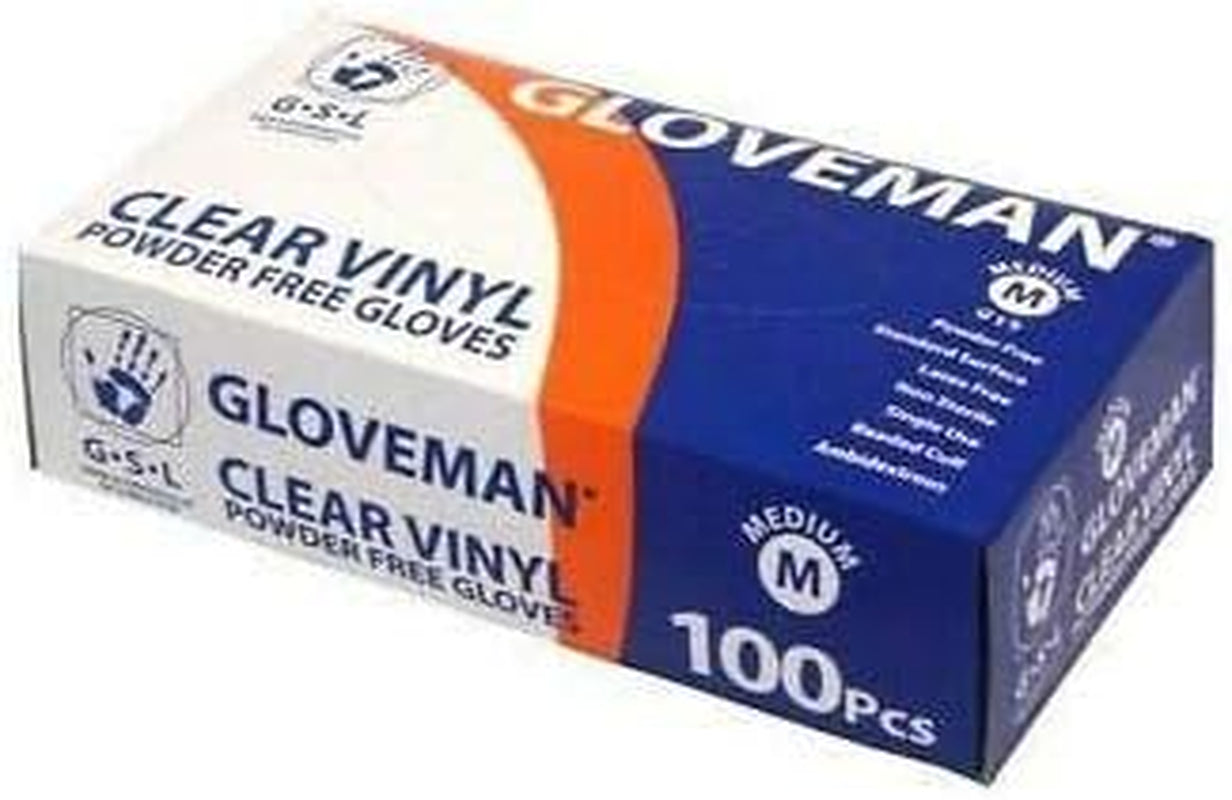 Generic Gloveman Clear Vinyl Gloves (Box of 100) (Medium)