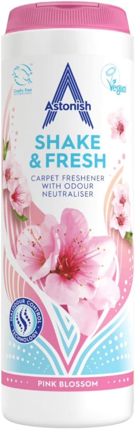 Astonish Shake & Fresh Carpet Freshener, Eliminates Odours, Pink Blossom, 350G