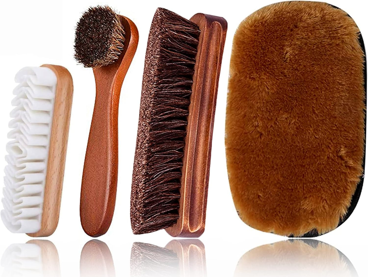 Shoe Brush Set, Ky-Tech 2Pcs Premium Soft Shoe Brush Shoe Shine Brush for Buffing Polishing, Horse Hair Brush Shoe Cleaning Brushes for Boots, Shoes, Car Seats, Sofas, Bags Great