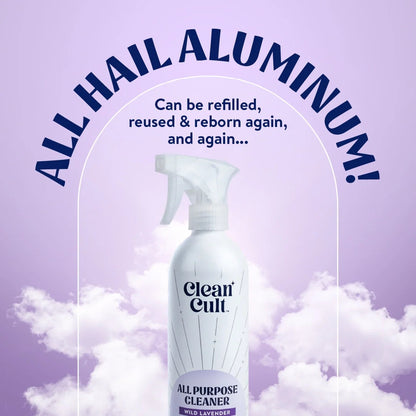 Cleancult All Purpose Cleaner, Refillable Aluminum Bottle, Lavender, 16 Fl Oz