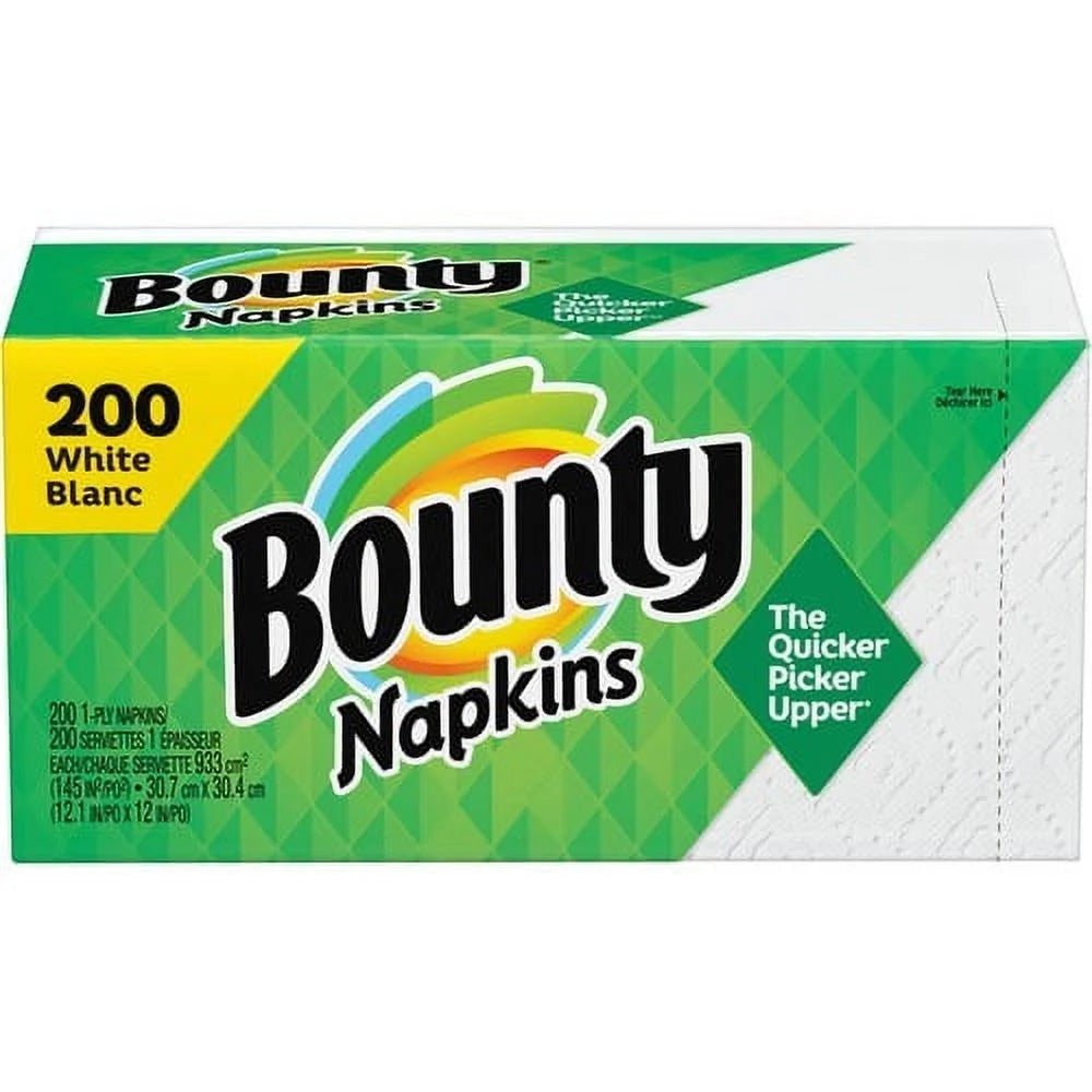 New Bountyluxur Quilted Napkins, 1-Ply, 12 1/10 X 12, White, 200/Pack, 8 Pack/Carton,Each