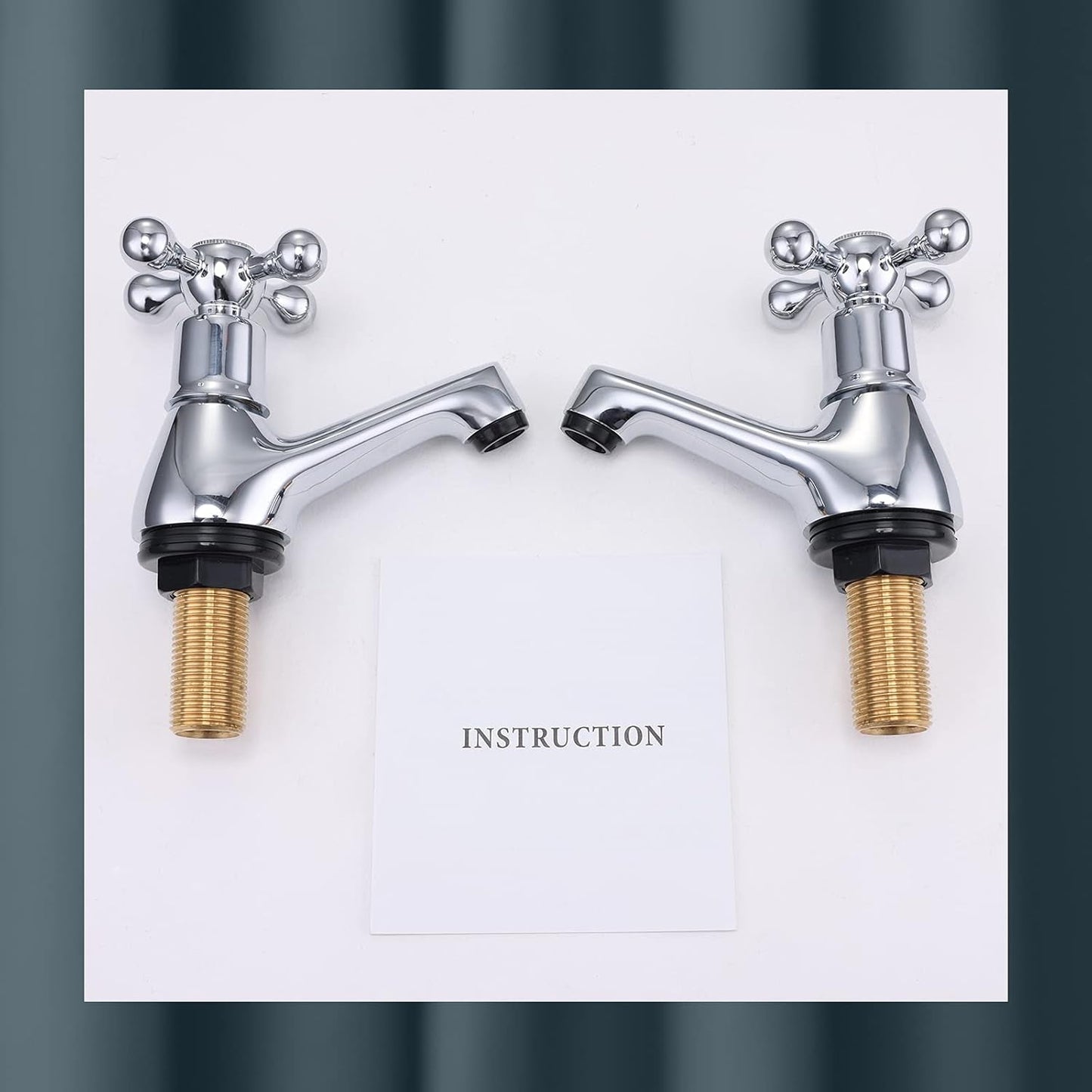 Wasserrhythm Basin Taps Pair Bathroom Sink Taps Mixers Victorian Traditional Chrome Brass Cross Lever Wash Basin Tap