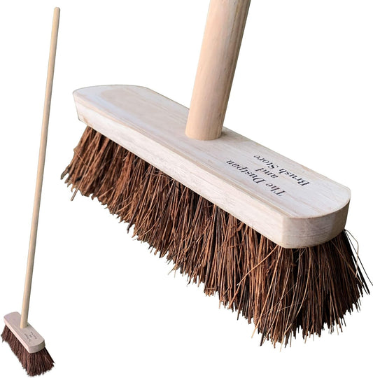 10” Garden Broom Outdoor with Wooden Handle Natural Stiff Bassine Hard Bristle Broom Yard Brush Heavy Duty Broom Outdoor Stiff Sweeping Yard Brush by the Dustpan and Brush Store