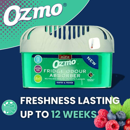 Ozmo 2 in Fridge Odour Absorber 200G | Lasts 12 Weeks | Neutralises Odours & Protects Flavours | Safe Temperature Indicator