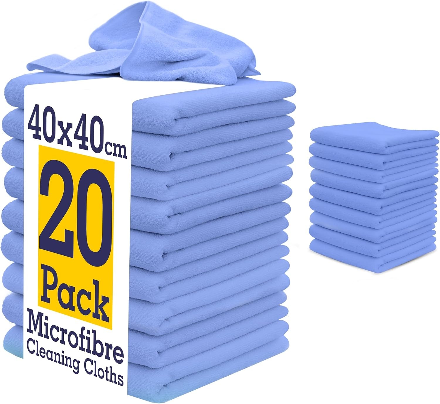 DCS Microfibre Cleaning Cloth, Blue, Pack of 10, Large Size: 40X40Cm. Super Soft Premium Streak Free Washable Cloth Duster for Kitchen, Bathrooms, Surfaces, Mirrors, Car, Motorbike