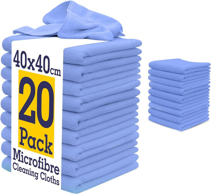 DCS Microfibre Cleaning Cloth, Blue, Pack of 10, Large Size: 40X40Cm. Super Soft Premium Streak Free Washable Cloth Duster for Kitchen, Bathrooms, Surfaces, Mirrors, Car, Motorbike