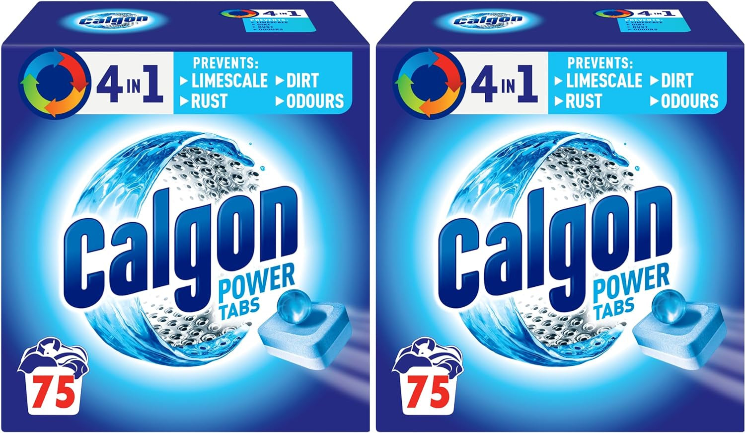 Calgon 4-In-1 Washing Machine Cleaner and Water Softener Tablets, 75 Count , Removes Limescale, Residue, Dirt, Rust & Malodours , Deep Clean , XL Pack Size