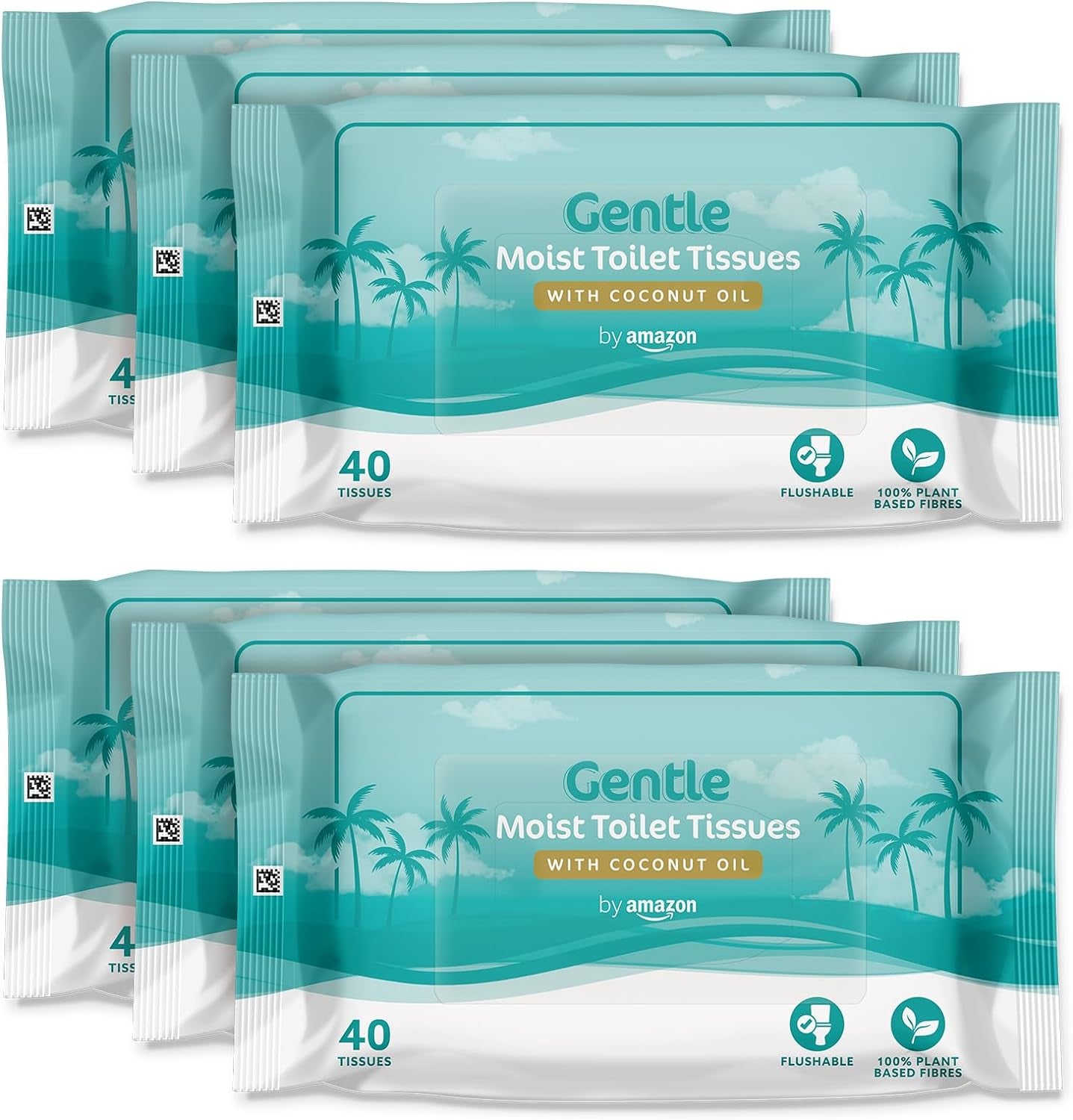 By Amazon Gentle Moist Toilet Tissues with Aloe Vera, Flushable, 240 Count (6 Packs of 40 Sheets) (Previously Presto!)