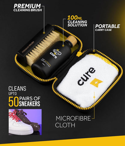 Crep Protect CURE Kit - Premium Sneaker Cleaning Kit, with Brush, Solution (100Ml), Microfibre Cloth and Reusable Pouch