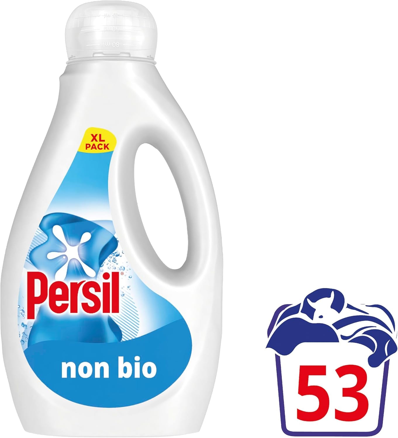 Persil Non Bio Laundry Washing Liquid Detergent Outstanding Stain Removal in Quick & Cold Washes Tough on Stains, Gentle Next to Sensitive Skin 53 Washes (1.431 L)