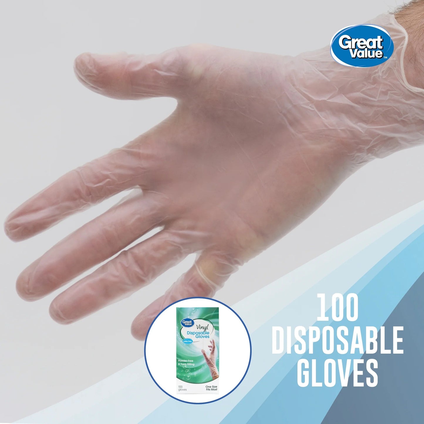 Great Value Disposable Vinyl Gloves, 100 Count