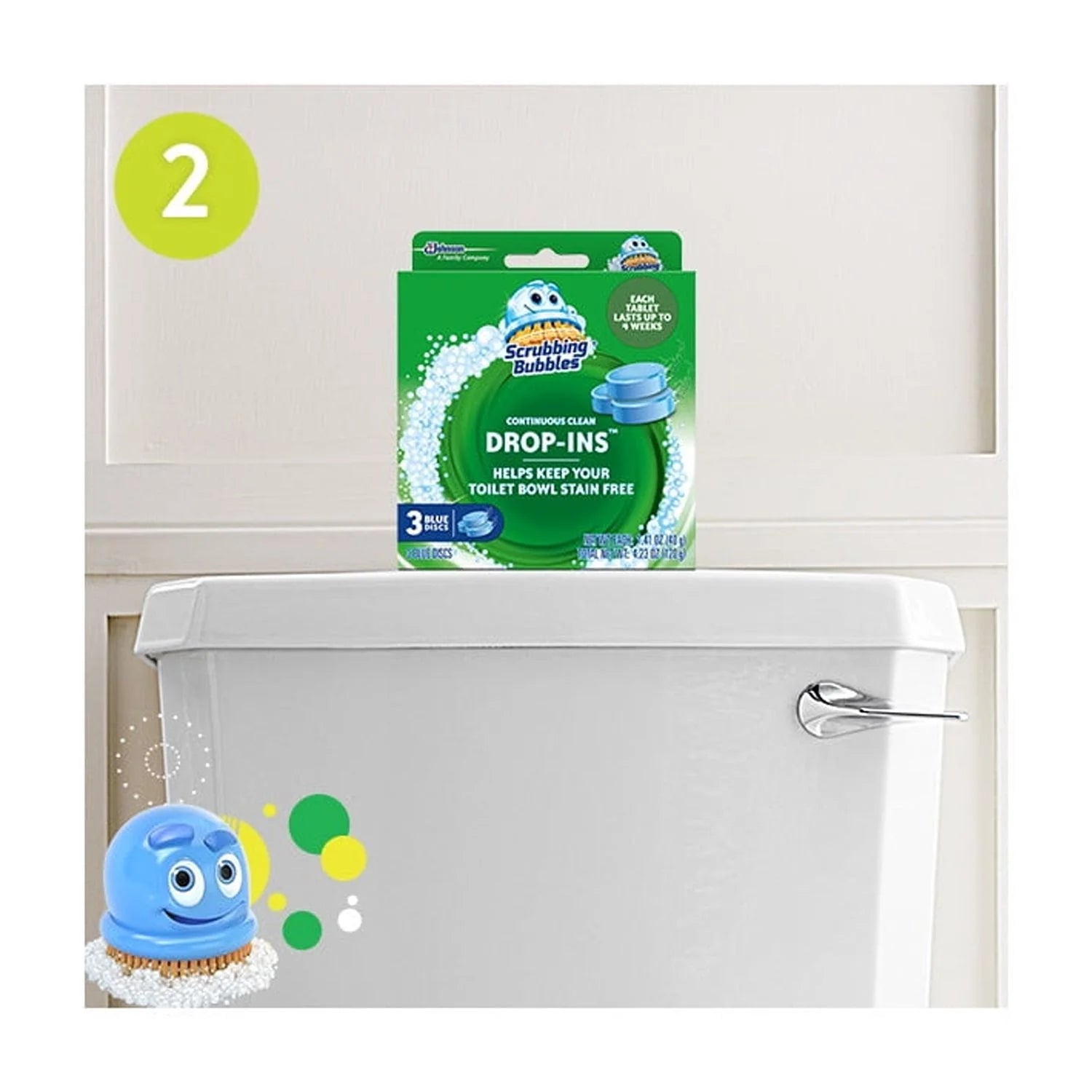 Scrubbing Bubbles Continuous Clean Drop-Ins - One Toilet Bowl Cleaner Tablet Lasts up to 4 Weeks, 5 Blue Discs, 7.05 Oz