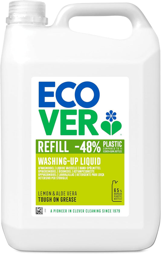 Ecover Washing up Liquid Refill, Lemon & Aloe Vera, 5L