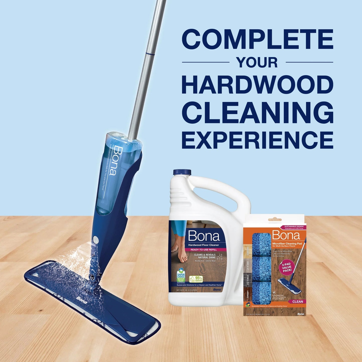 Bona Spray Mop for Hardwood Floors, with Refillable Cartridge & Washable Microfiber Pad