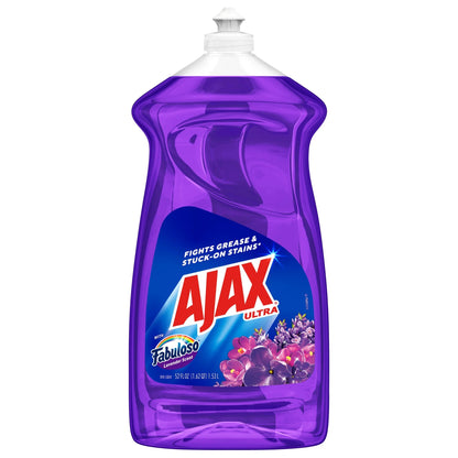 Ajax Ultra Liquid Dish Soap with Fabuloso, Lavender Scent, Deep Cleaning Action, 52 Fluid Ounce