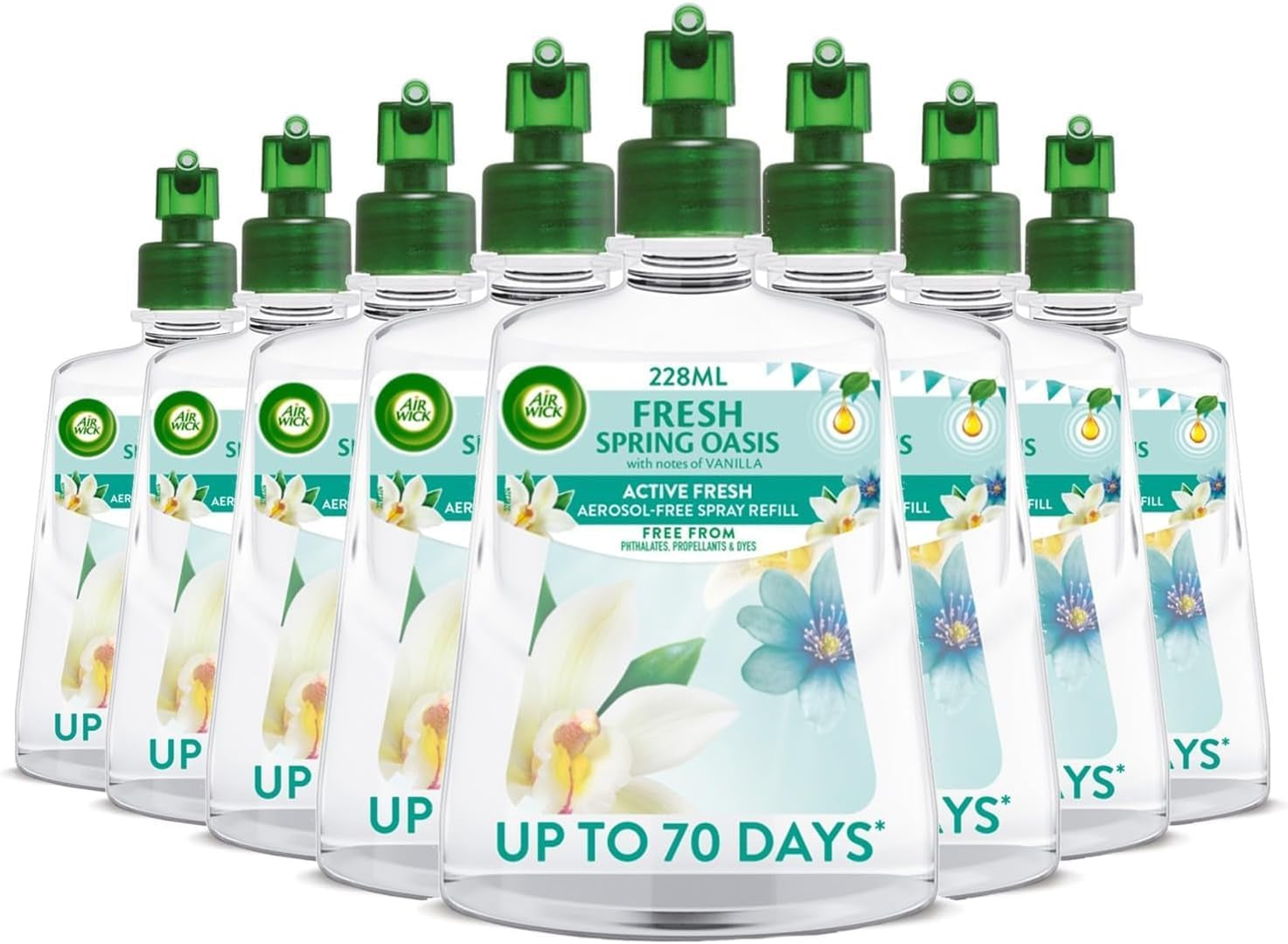 Air Wick Aerosol-Free Automatic Air Freshener Spray Refill, Eucalyptus & Freesia, Pack 1 X 228Ml, 24X7 Active Fresh Odour Neutraliser, Lasts up to 70 Days, Air Freshener for Home