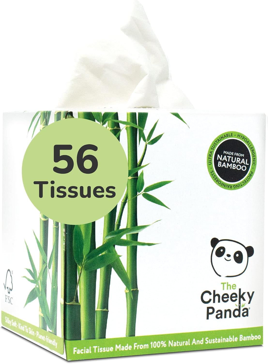 The Cheeky Panda Bamboo Facial Tissues | Sustainable Tissue Box | Plastic Free Box of Tissues