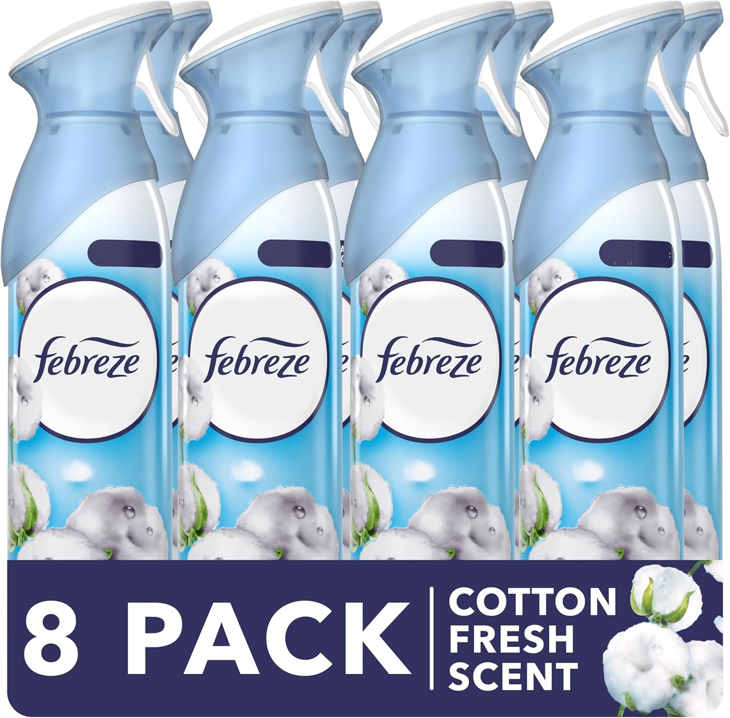 Febreze Air Freshener Room Spray & Bathroom Air Freshener, 185ML X 8, Odour Eliminator & Bathroom Air Freshener, Cotton Fresh