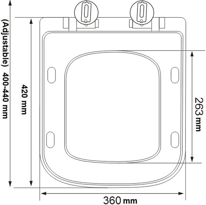 Rectangular Square Toilet Seat Soft Close Toilet Seat Quick Release Loo Seat Easy Cleaning, Easy Installation with Adjustable Hinges White (42Cm L X 36Cm W), Plastic