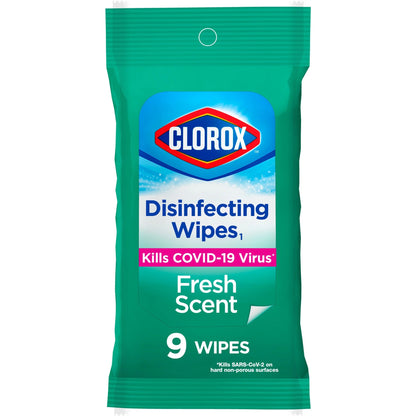 Clorox Disinfecting Wipes on the Go Bleach Free Travel Wipes, Fresh Scent, 9 Count