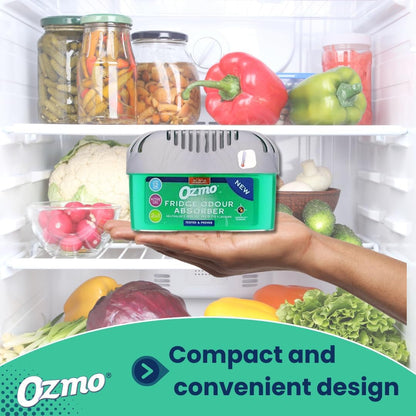 Ozmo 2 in Fridge Odour Absorber 200G | Lasts 12 Weeks | Neutralises Odours & Protects Flavours | Safe Temperature Indicator