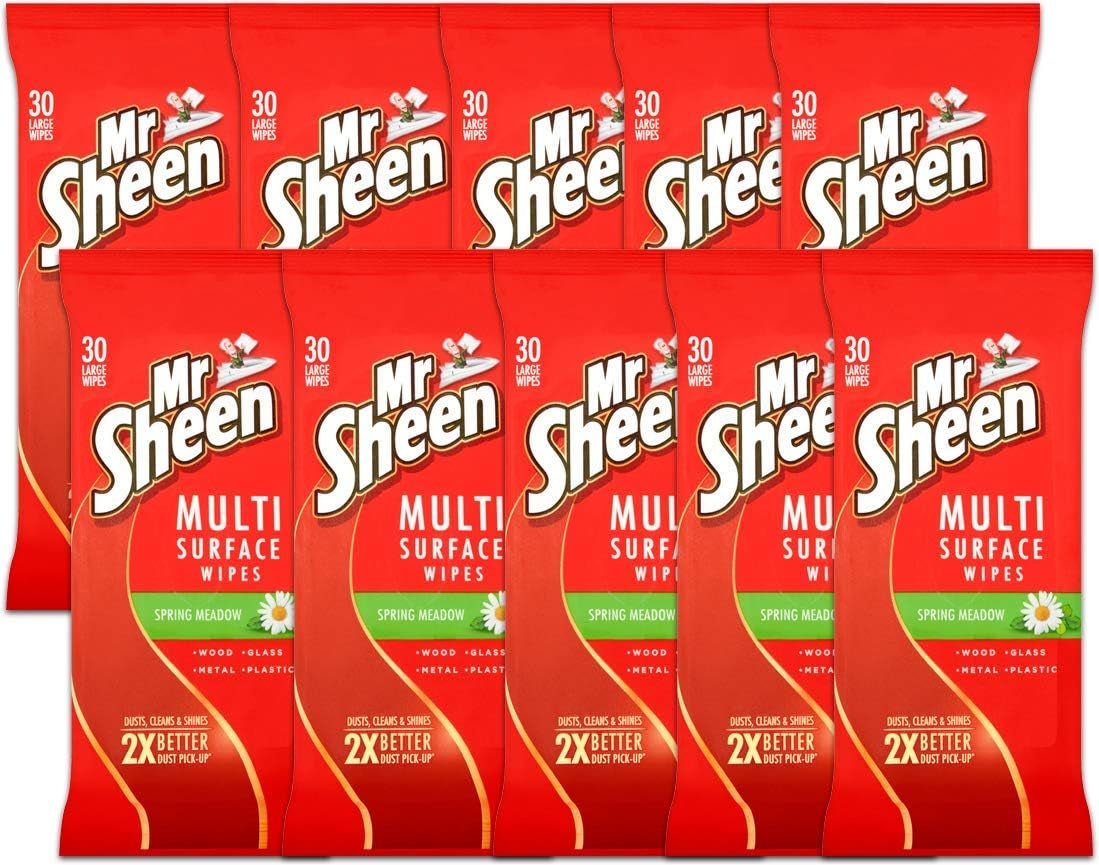 Mr Sheen Multi Surface Wipes L Clean & Dust Wood, Glass Metal & Plastic Surfaces L Scent:Cherry Blossom Size: Pack of 1