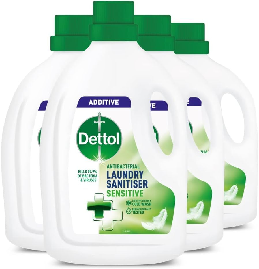 Dettol Laundry Sanitiser, Fresh Cotton, 4 X 1.5L Multipack (6L Total), Antibacterial Disinfectant, Kills 99.99% of Germs, Cleanser for Hygienic Freshness