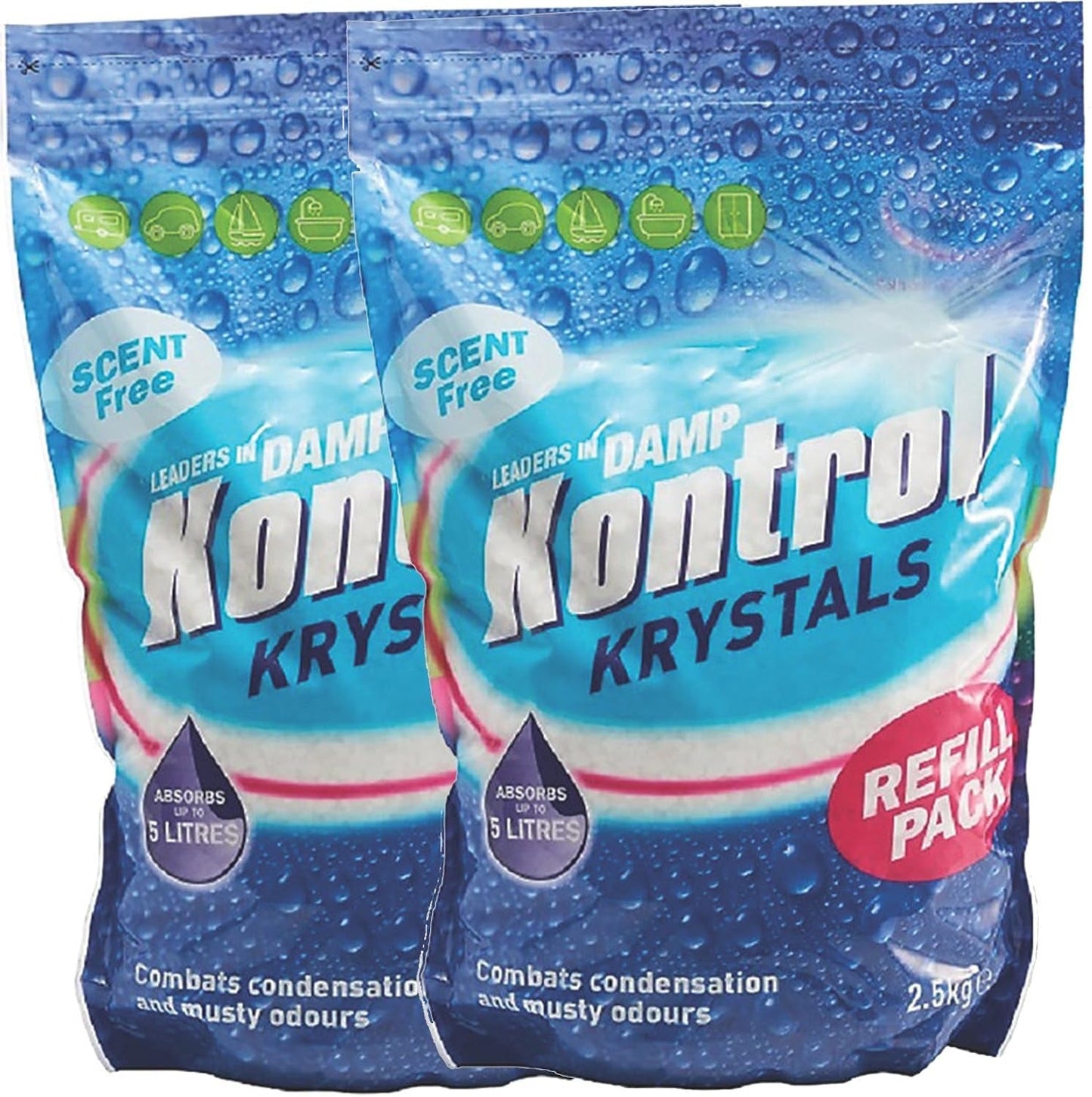 Kontrol Moisture Trap Absorber Refill Crystals 5Kg (2 X 2.5Kg Krystals) (Scent Free)