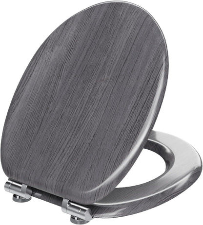 WOLTU Wooden Toilet Seat, Soft Close WC Seat with Strong Hinge Ideal for Standard Toilet Grey Maple