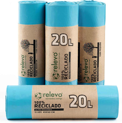 Relevo 100% Recycled Bin Liners, Bin Bags 30L, 90 30 Litre Bin Bags, Garbage Bags