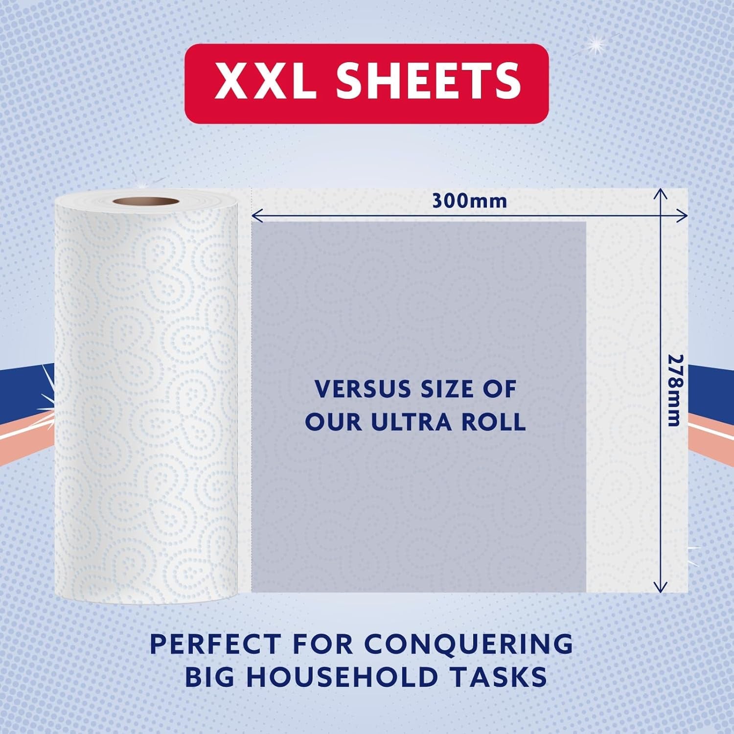 By Amazon Multipurpose Kitchen Roll, 3-Ply, XXL Household Towel, 6 Rolls (Pack of 1), 100 Sheets per Roll, FSC Certified