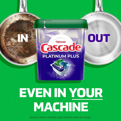 Cascade Platinum plus Dishwasher Pods, Action Pacs Dishwasher Detergent Tabs, Fresh, 62 Count