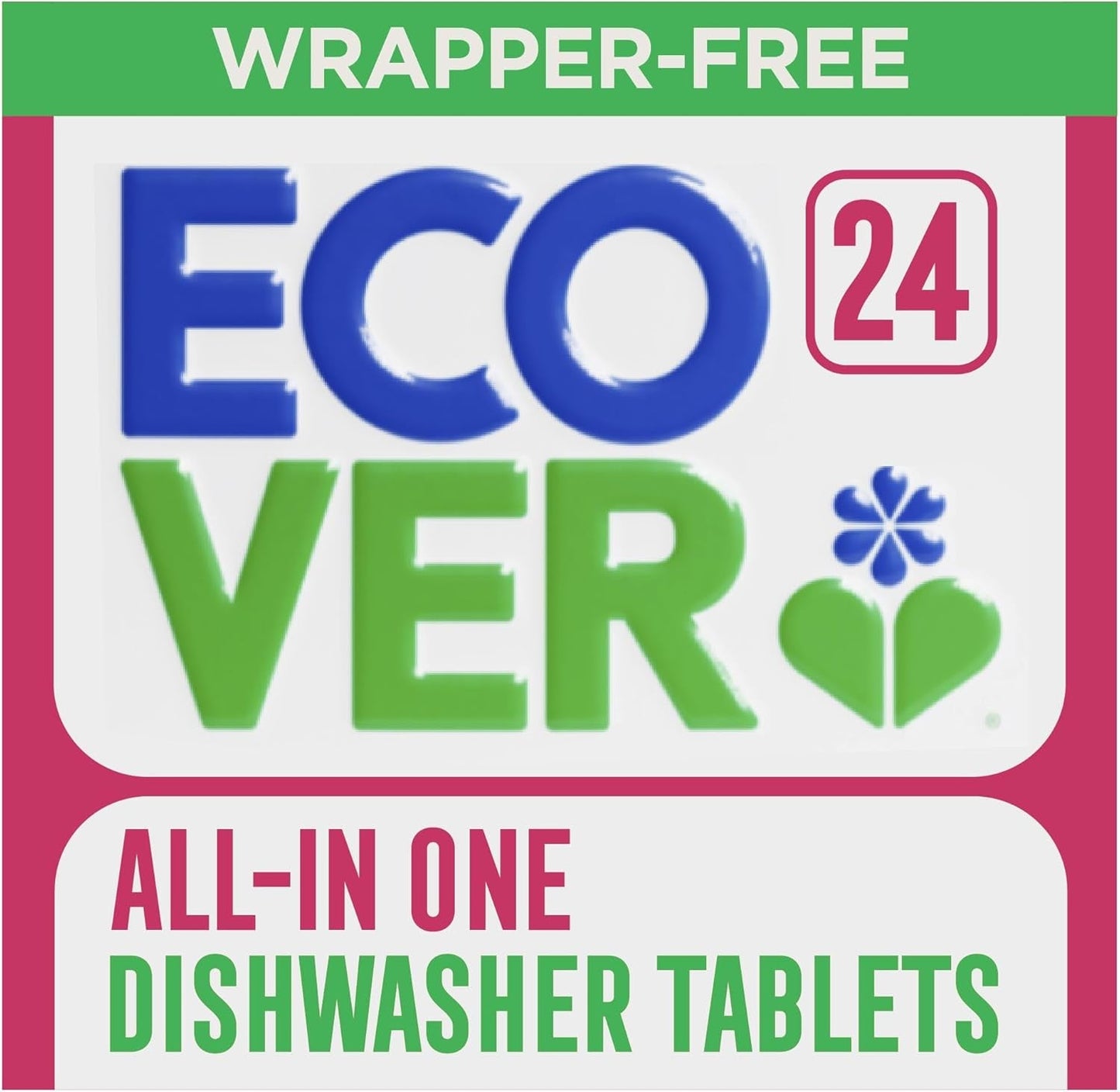 Ecover All-In-One Dishwasher Tablets, Contains Salt & Rinse Aid, Power Cleaning, Mandarin and Lemongrass Scent, Pack of 1, 24 Tablets