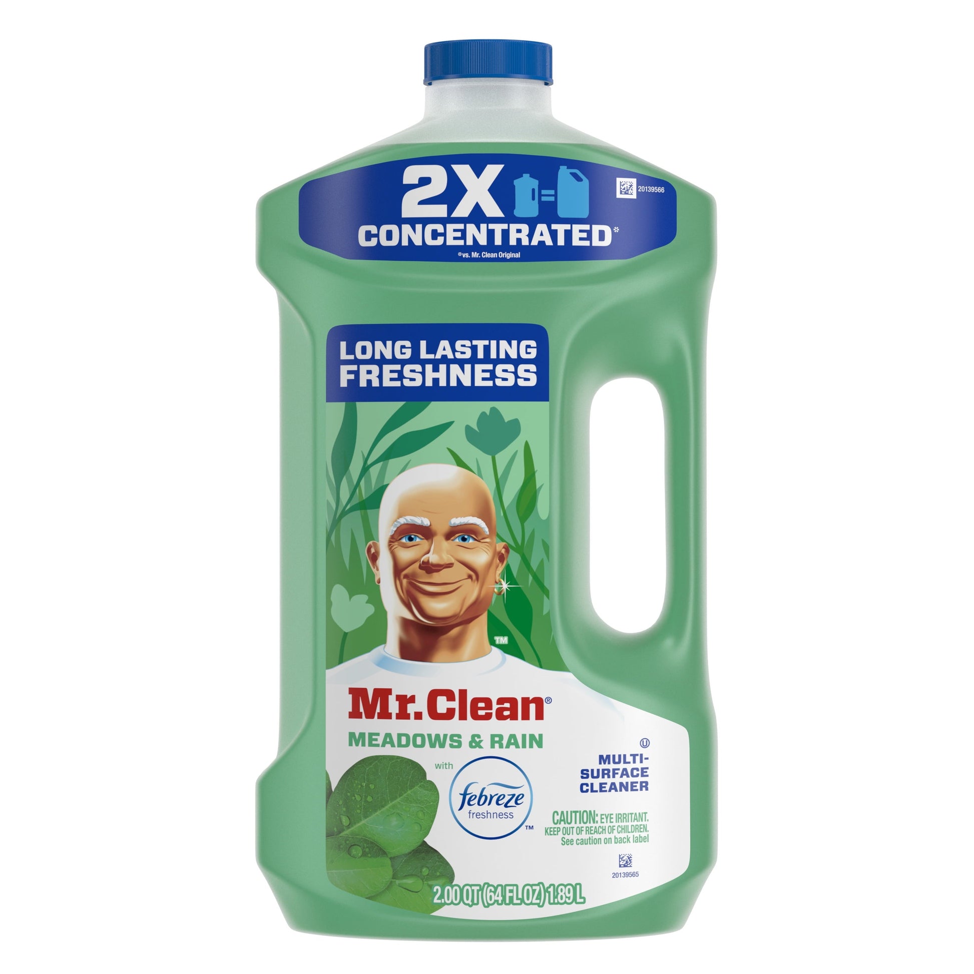 Mr. Clean 2X Concentrated Multi Surface, All Purpose Cleaner with Febreze Meadows & Rain Scent, 64 Fl Oz