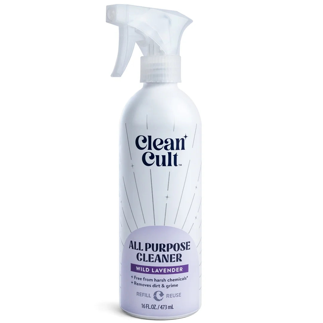 Cleancult All Purpose Cleaner, Refillable Aluminum Bottle, Lavender, 16 Fl Oz