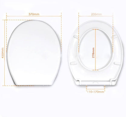 Ram® White Quick Release Soft Close Toilet Seat with Hinges Bathroom Bowl Seating ABS Toilet Seat